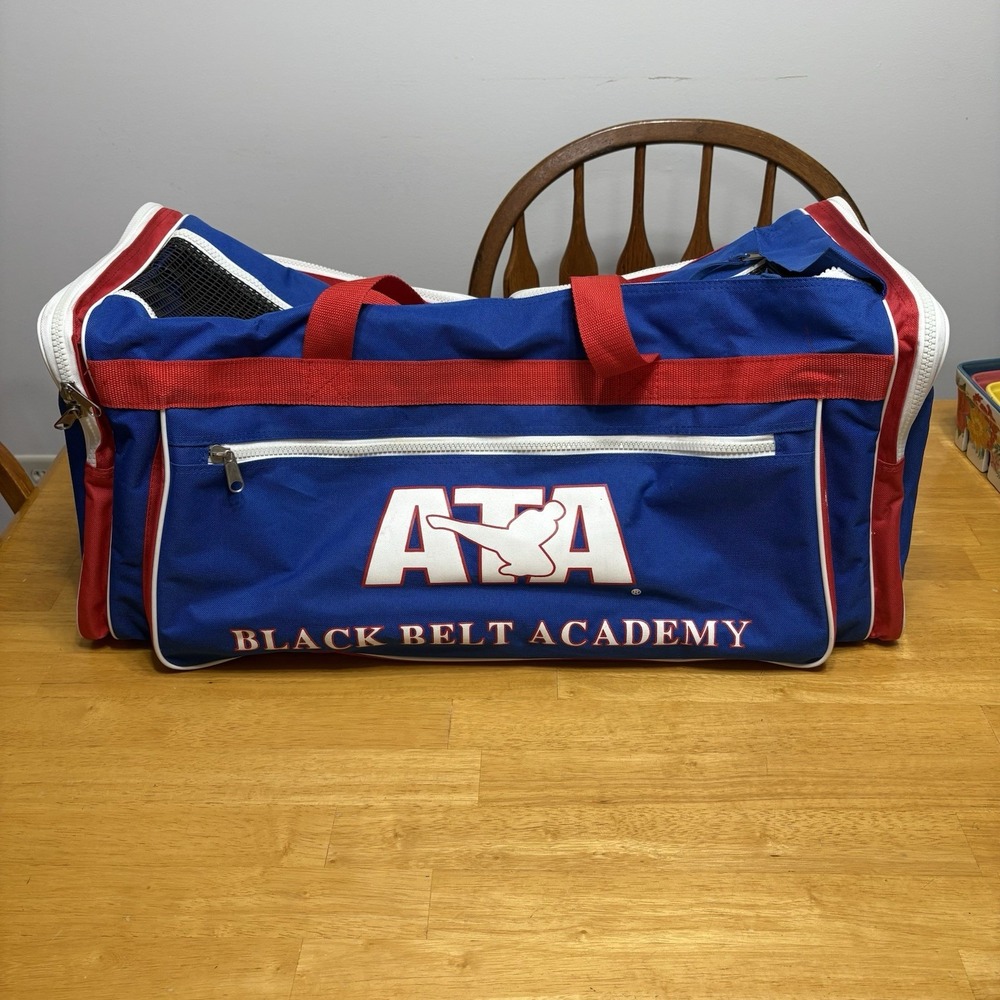 ATA Duffle Bag Black Belt Academy Taekwondo Large Sparring Martial Gear 29"x12"